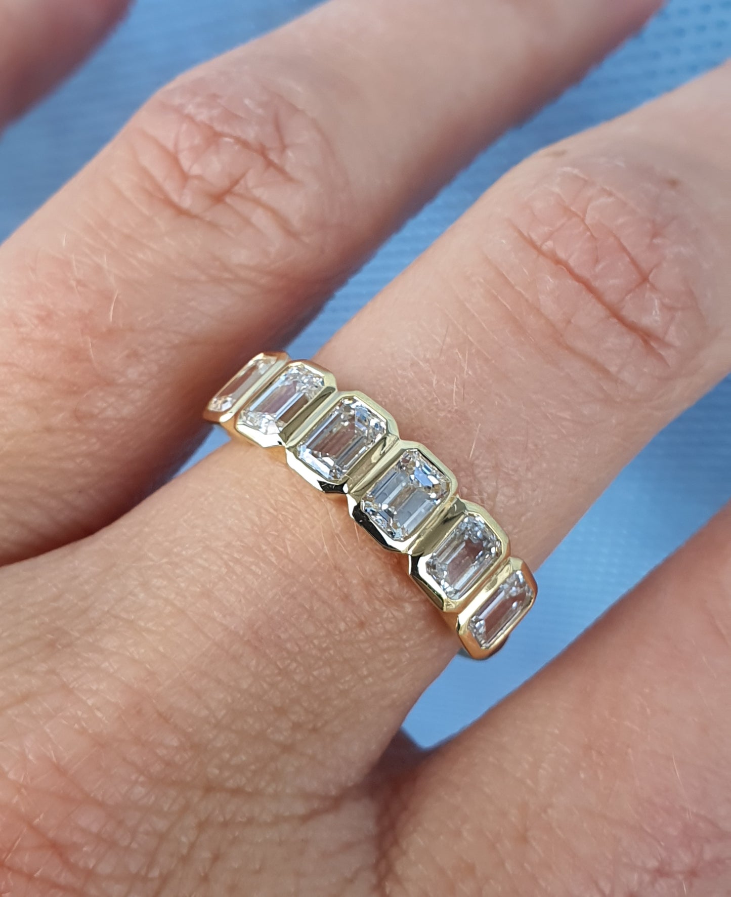 Emerald Bezel Cut Band