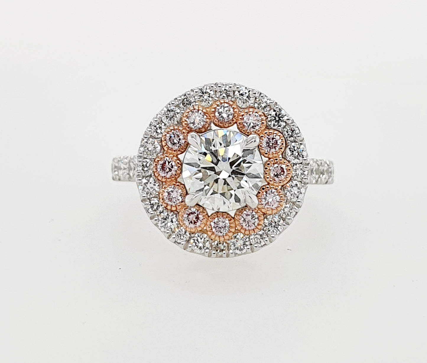 Pink Halo Diamond Ring