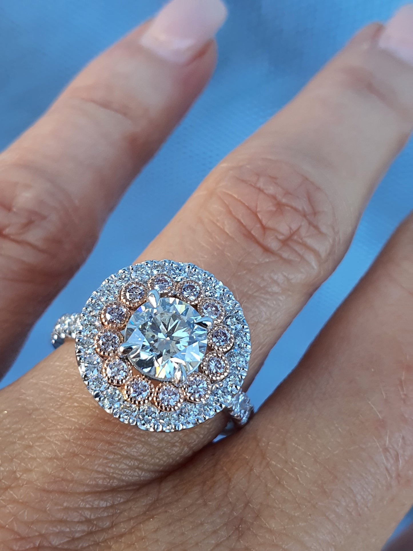 Pink Halo Diamond Ring