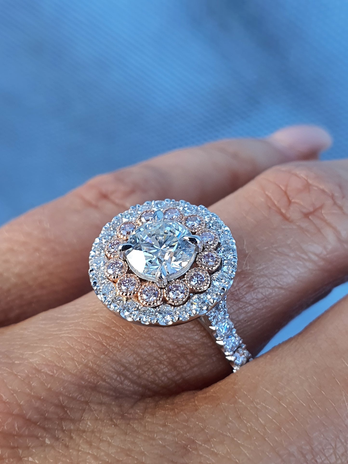 Pink Halo Diamond Ring