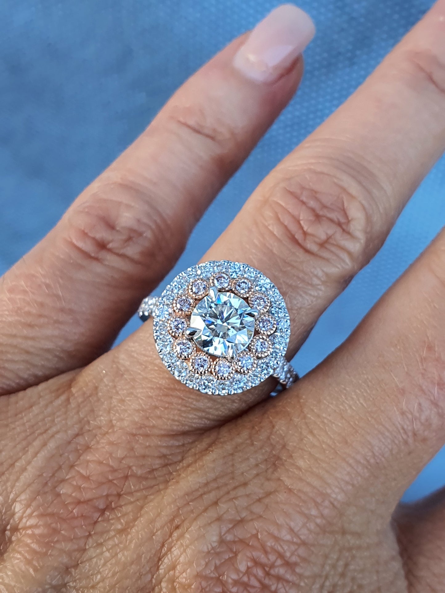 Pink Halo Diamond Ring
