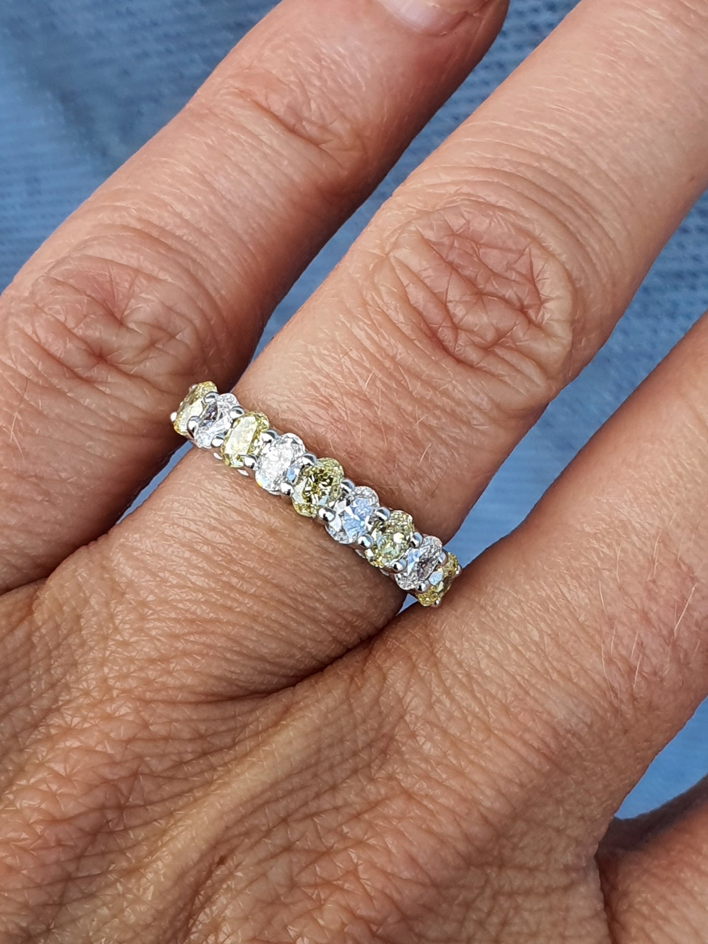 Oval Yellow and White Diamond Ring