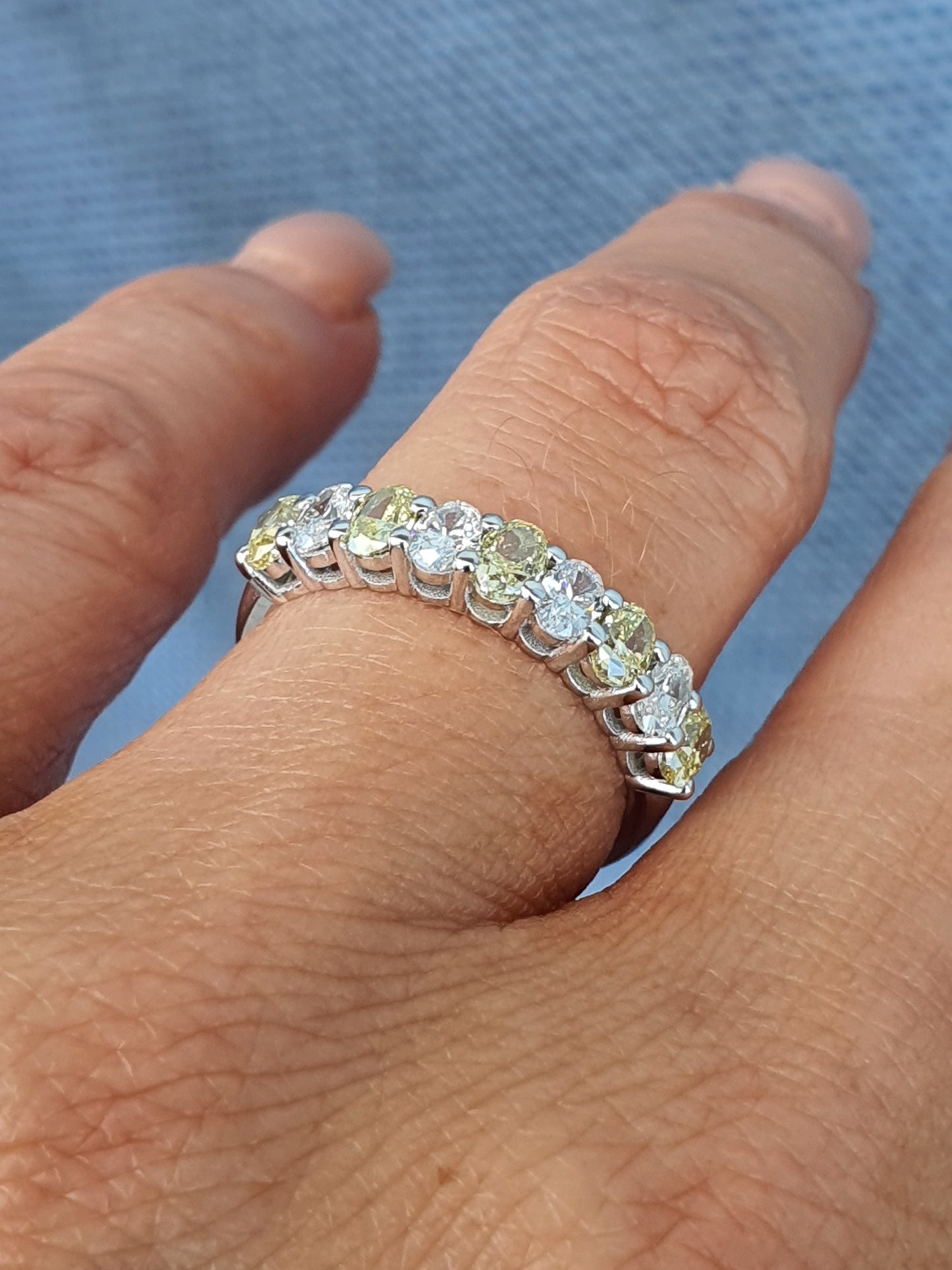 Oval Yellow and White Diamond Ring