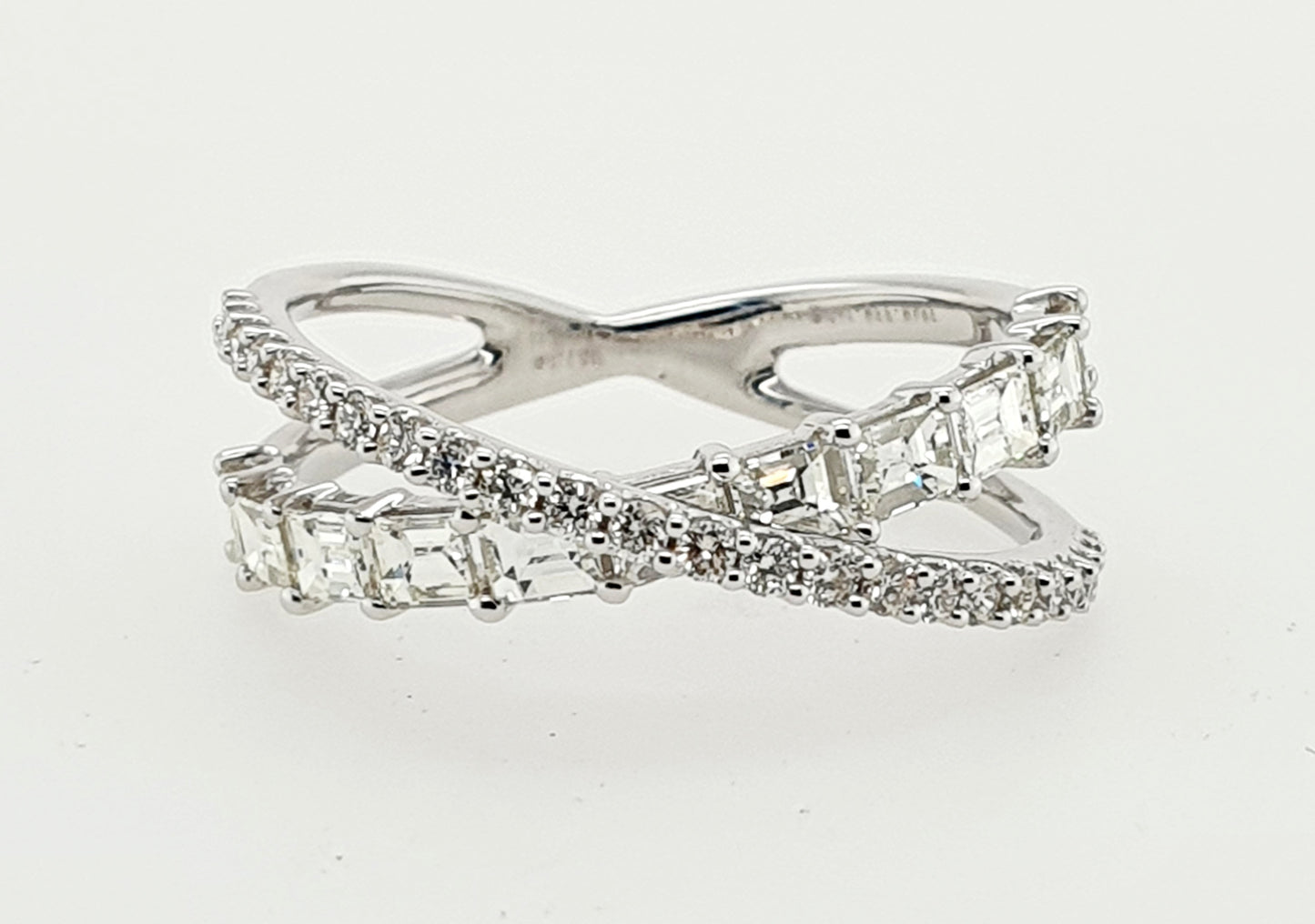 Brilliant & Baguette Cut Cross Over Diamond Ring