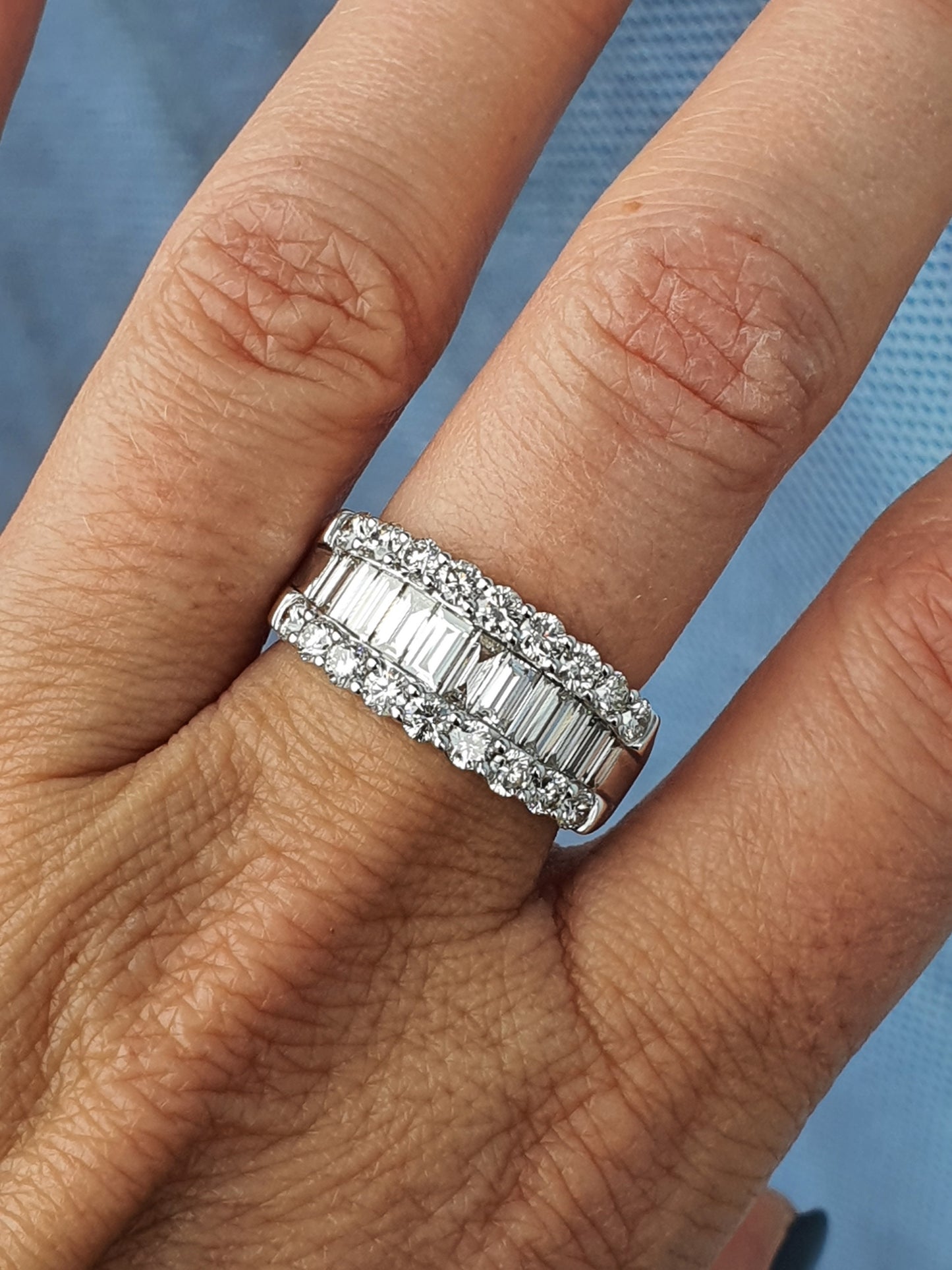 Baguette and Round Brilliant Cut Diamond Ring