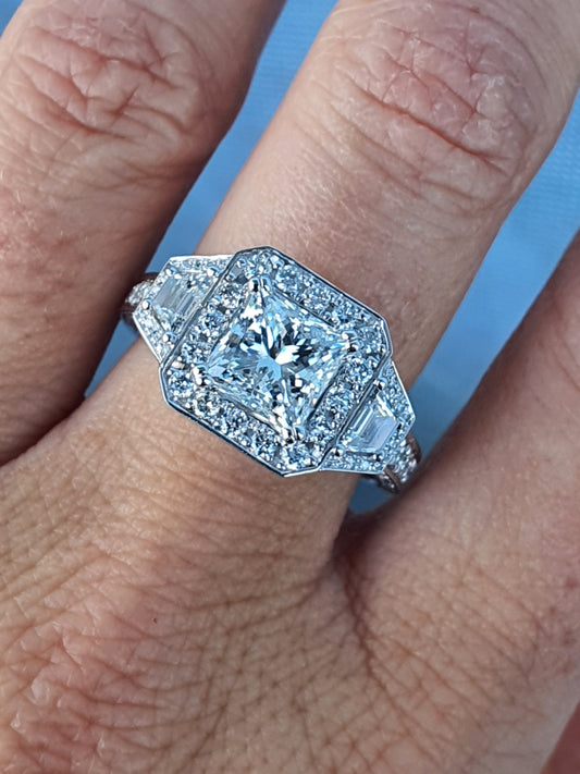 Princess & Trapezoid Diamond Ring