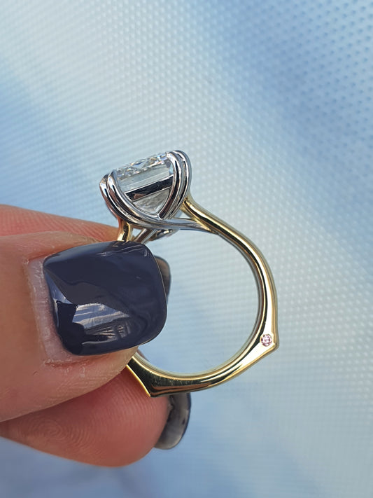 Criss Cut Emerald Lab Diamond Ring