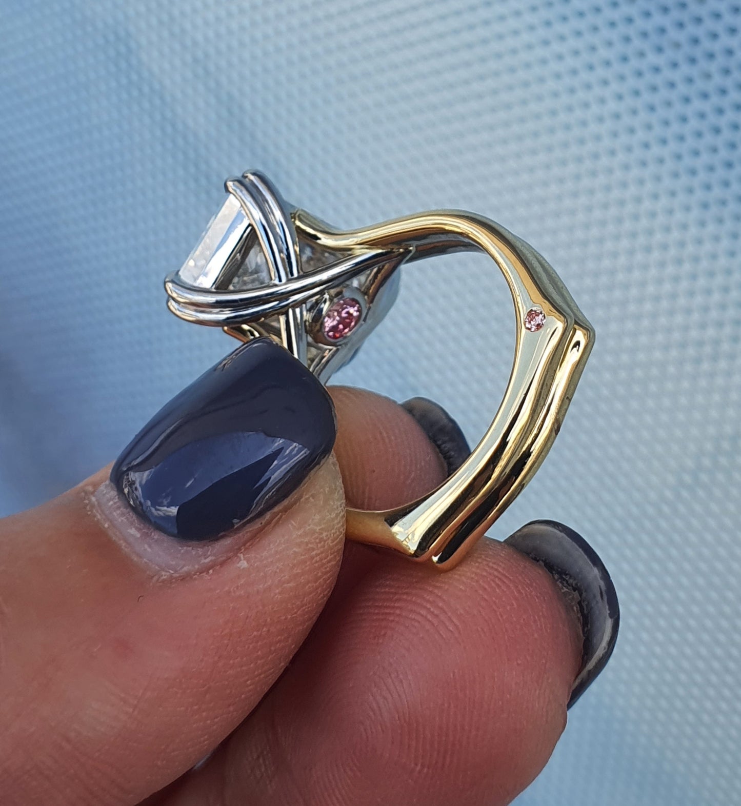 Criss Cut Emerald Lab Diamond Ring