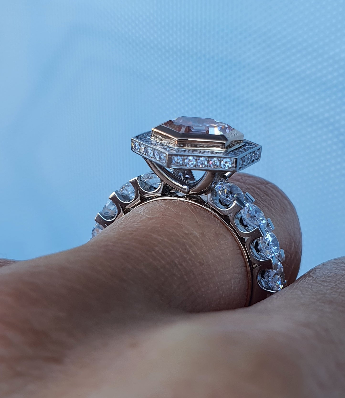 2.00ct Pink Lab Grown Hexagonal Diamond ring