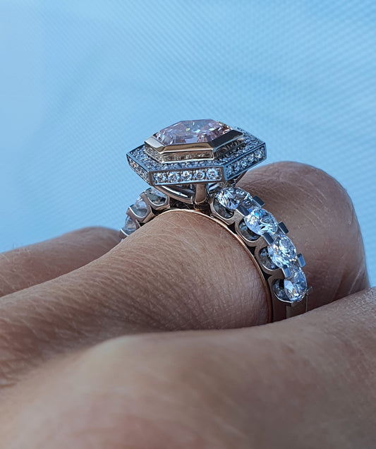 2.00ct Pink Lab Grown Hexagonal Diamond ring