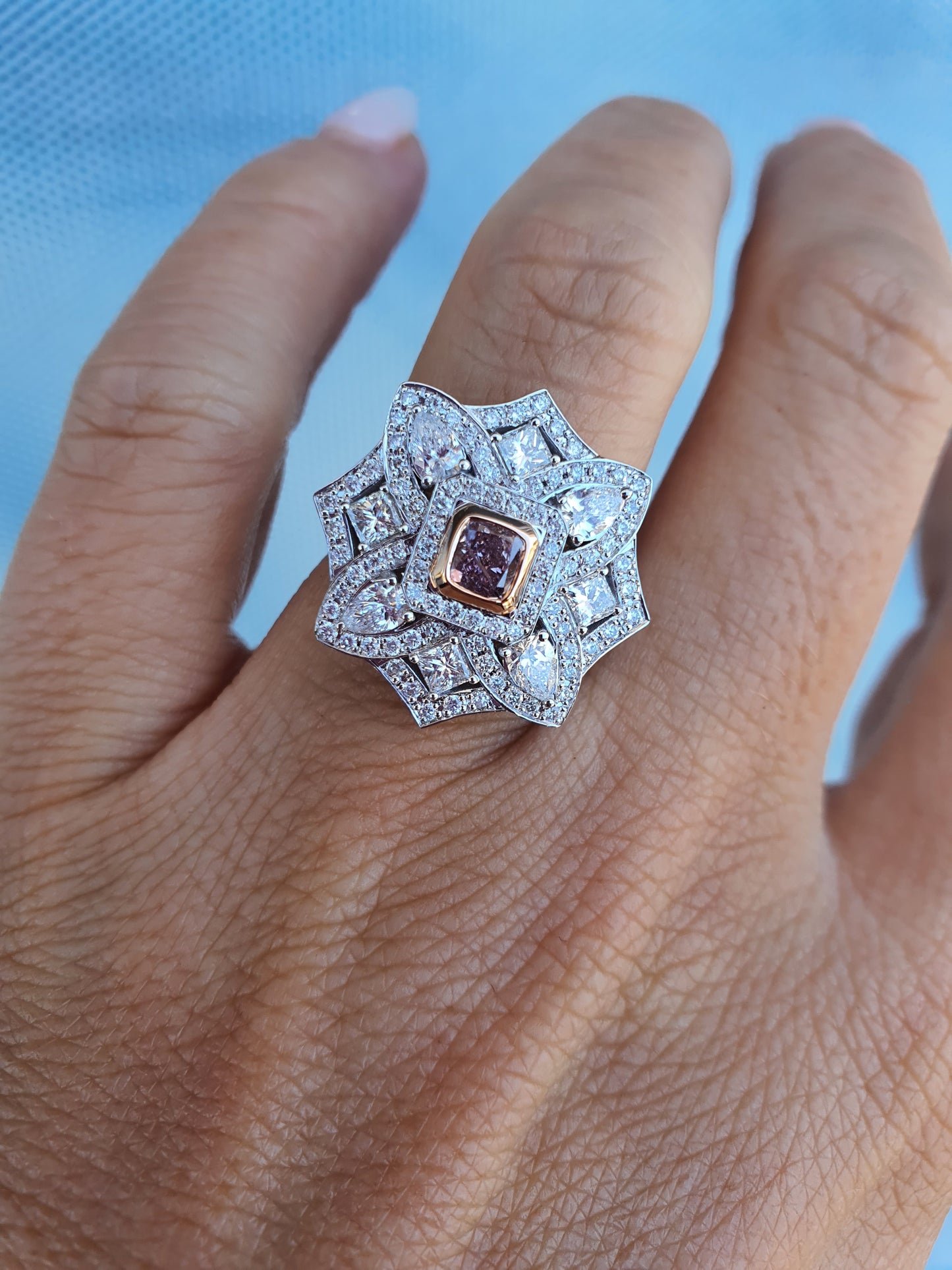 Cushion Pink Diamond Ring