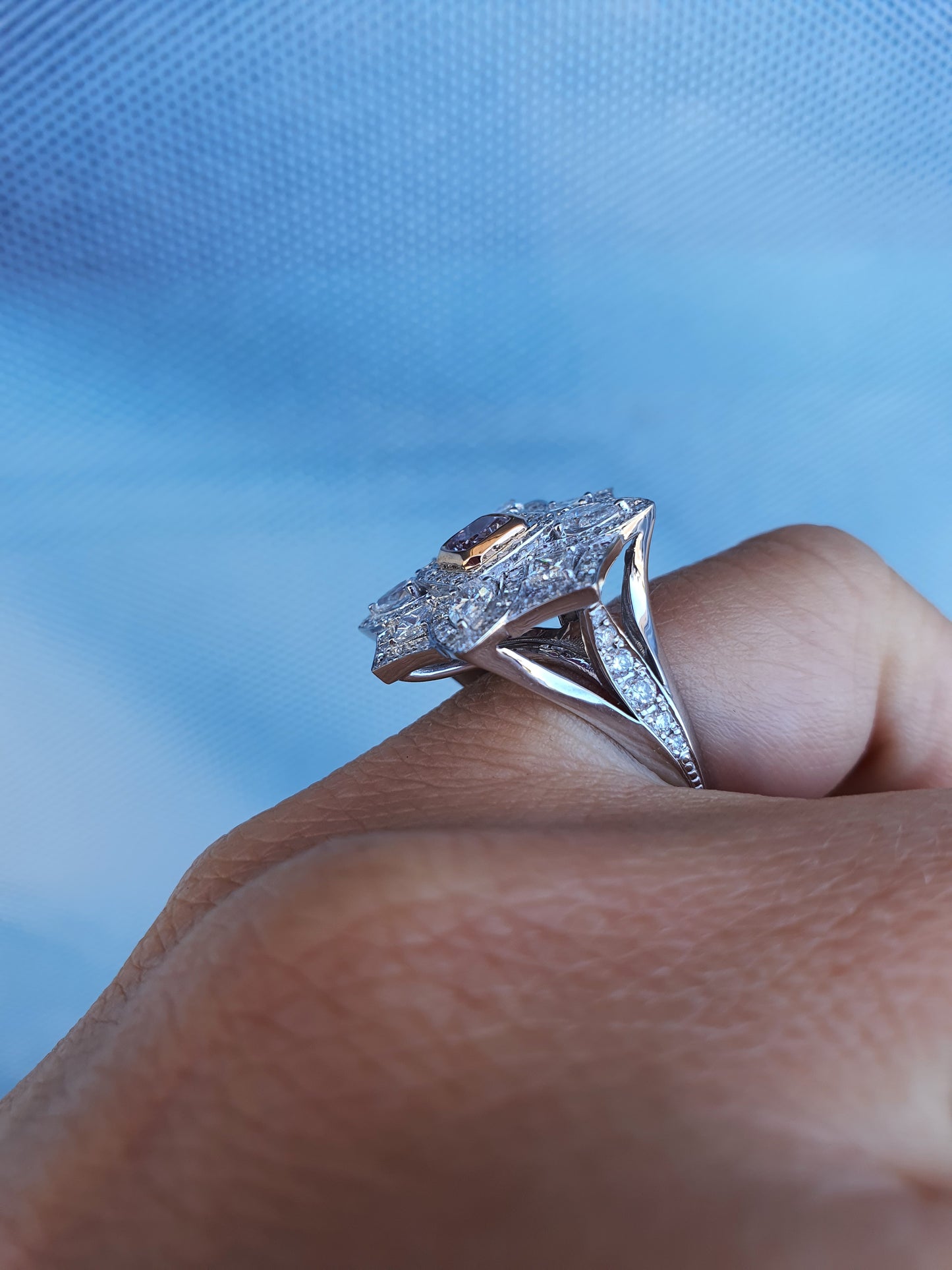 Cushion Pink Diamond Ring