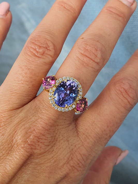 Tanzanite & Pink Topaz Ring