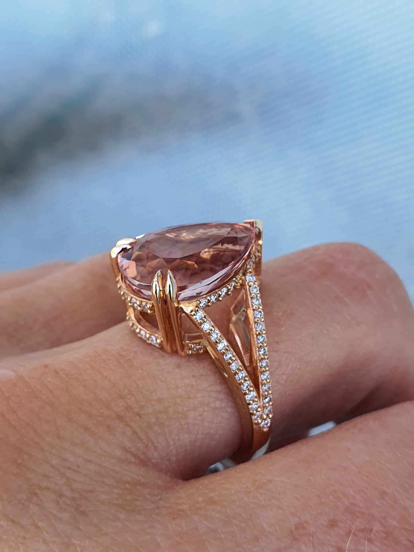 Pear Morganite and Diamond Ring