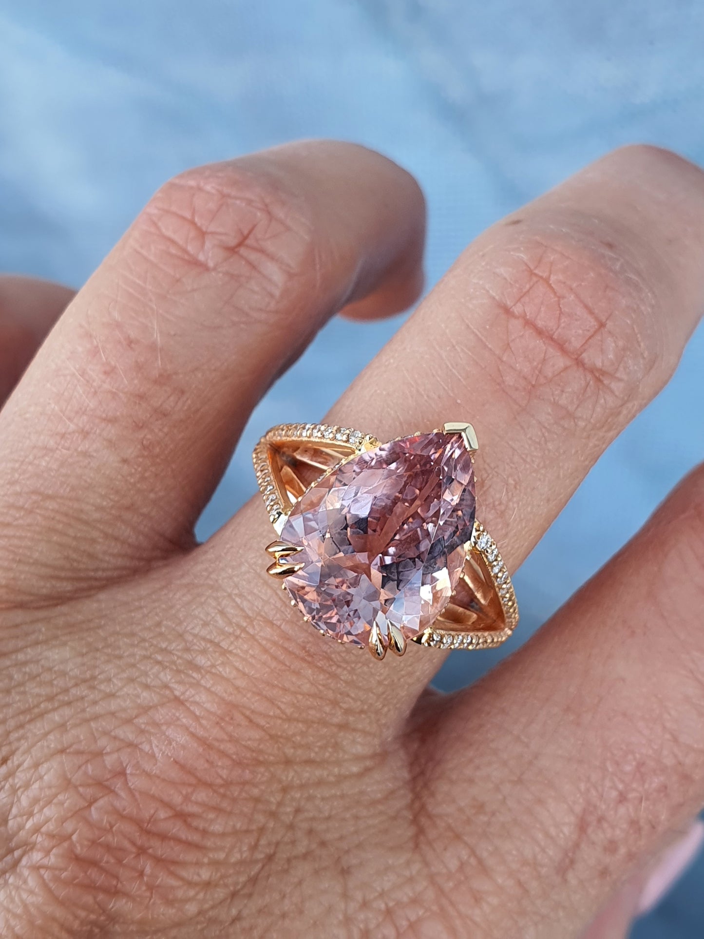 Pear Morganite and Diamond Ring