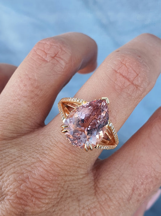 Pear Morganite and Diamond Ring