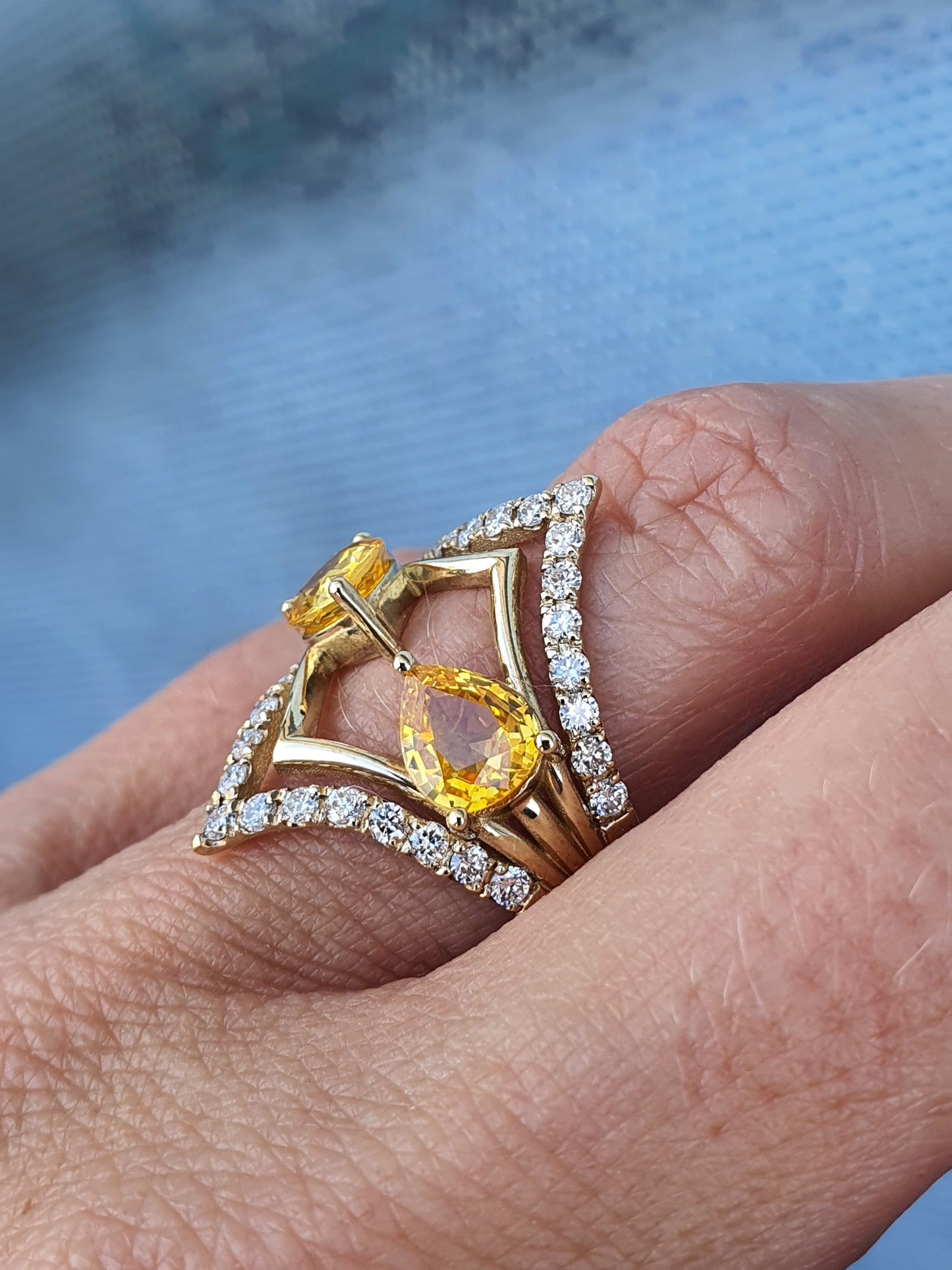 Yellow Sapphire and Diamond Ring