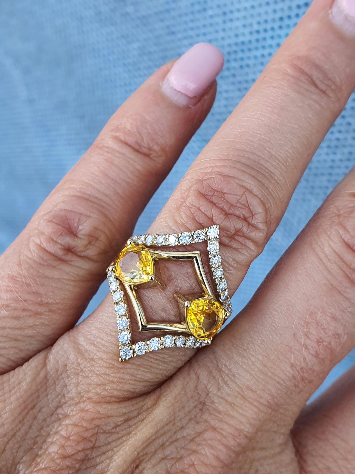 Yellow Sapphire and Diamond Ring