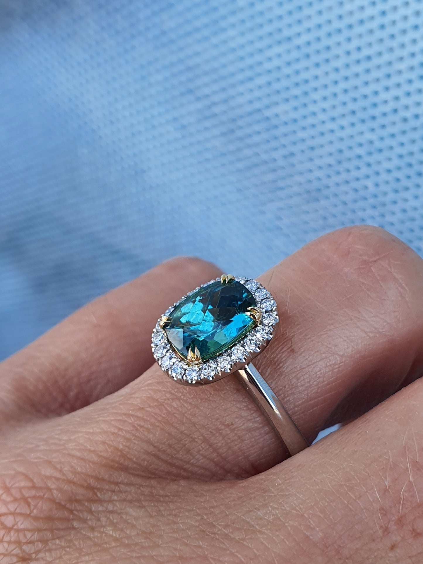 Green Tourmaline and Diamond Ring