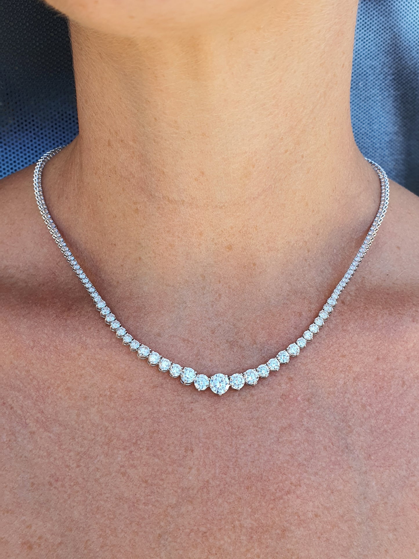 Graduated Lab Diamond Tennis Necklace 13.27ct