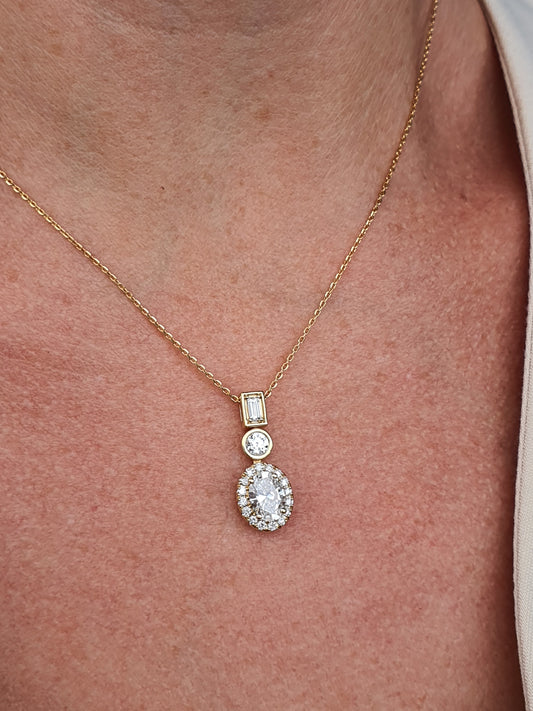 Oval Halo Lab Grown Diamond Necklace