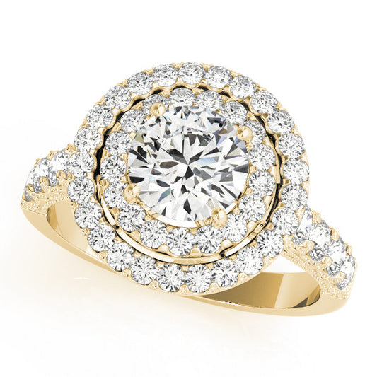 Round Double Halo with Scalloped Band