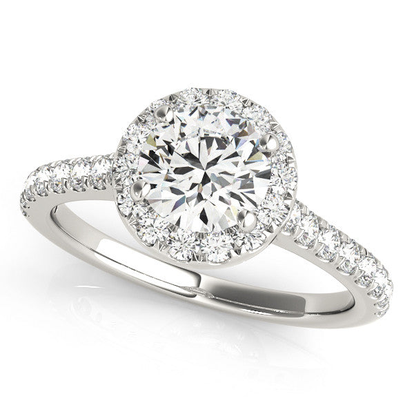 Round Halo with Pave Band and Feature Side Diamond
