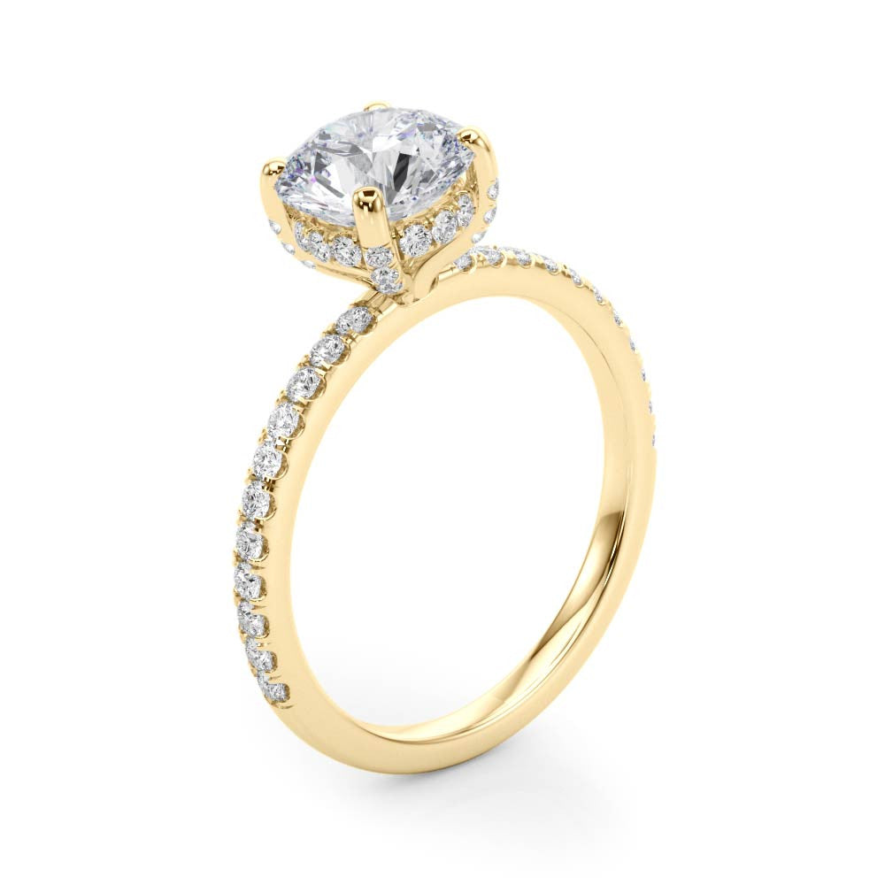Round Hidden Halo Solitaire with Pave Band