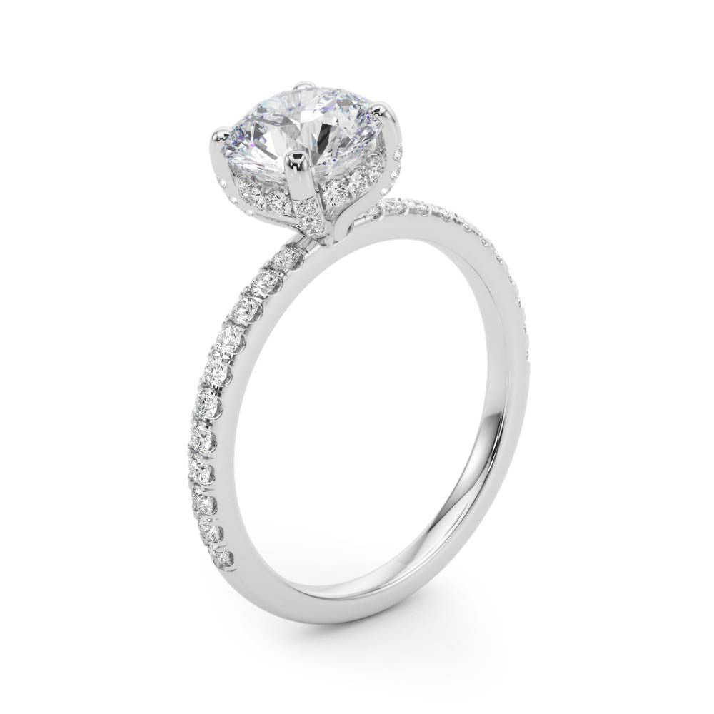 Round Hidden Halo Solitaire with Pave Band