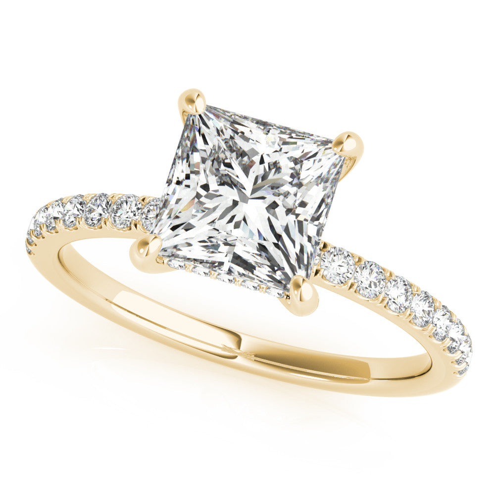 Princess Hidden Halo Solitaire with Pave Band