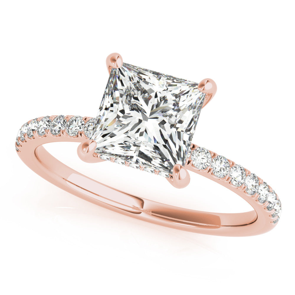 Princess Hidden Halo Solitaire with Pave Band