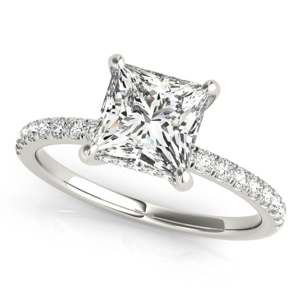 Princess Hidden Halo Solitaire with Pave Band