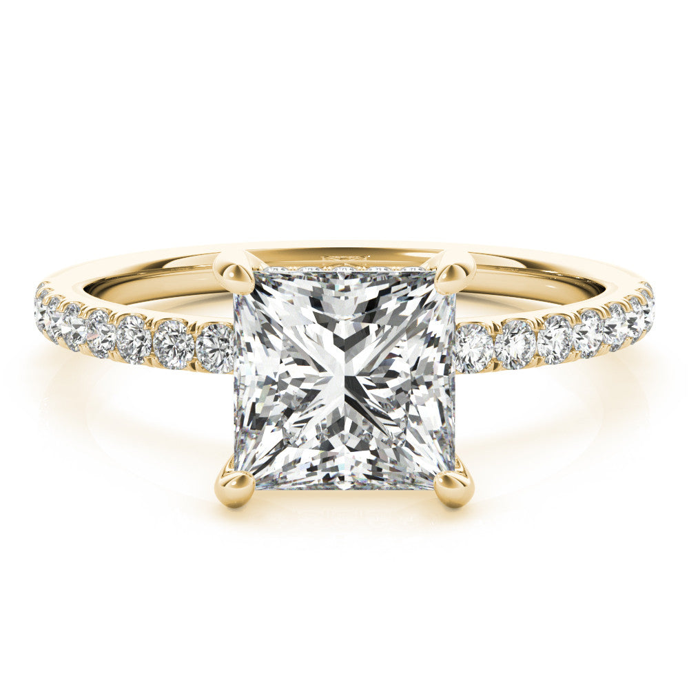 Princess Hidden Halo Solitaire with Pave Band