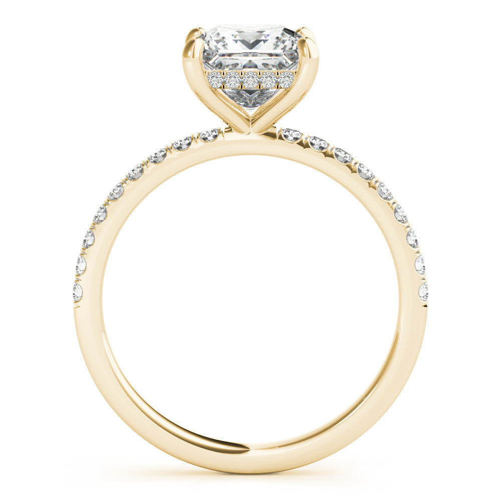 Princess Hidden Halo Solitaire with Pave Band