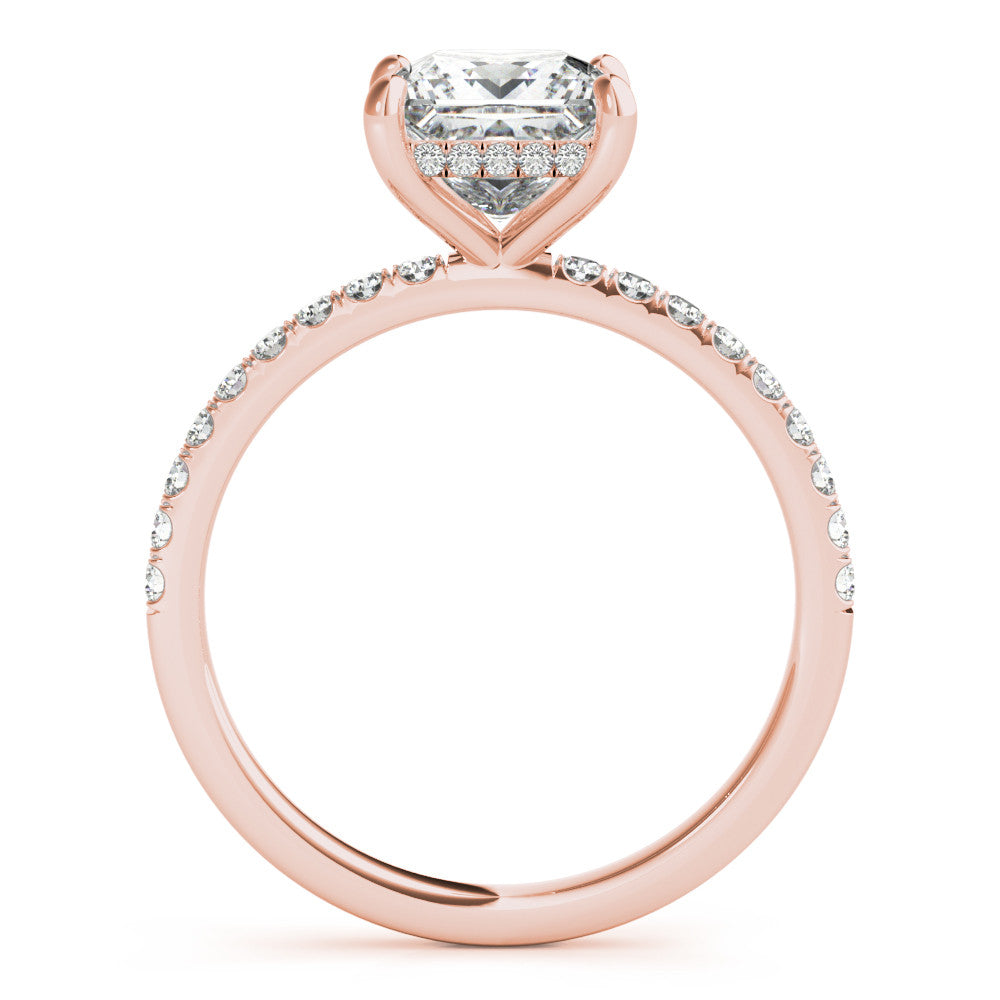 Princess Hidden Halo Solitaire with Pave Band