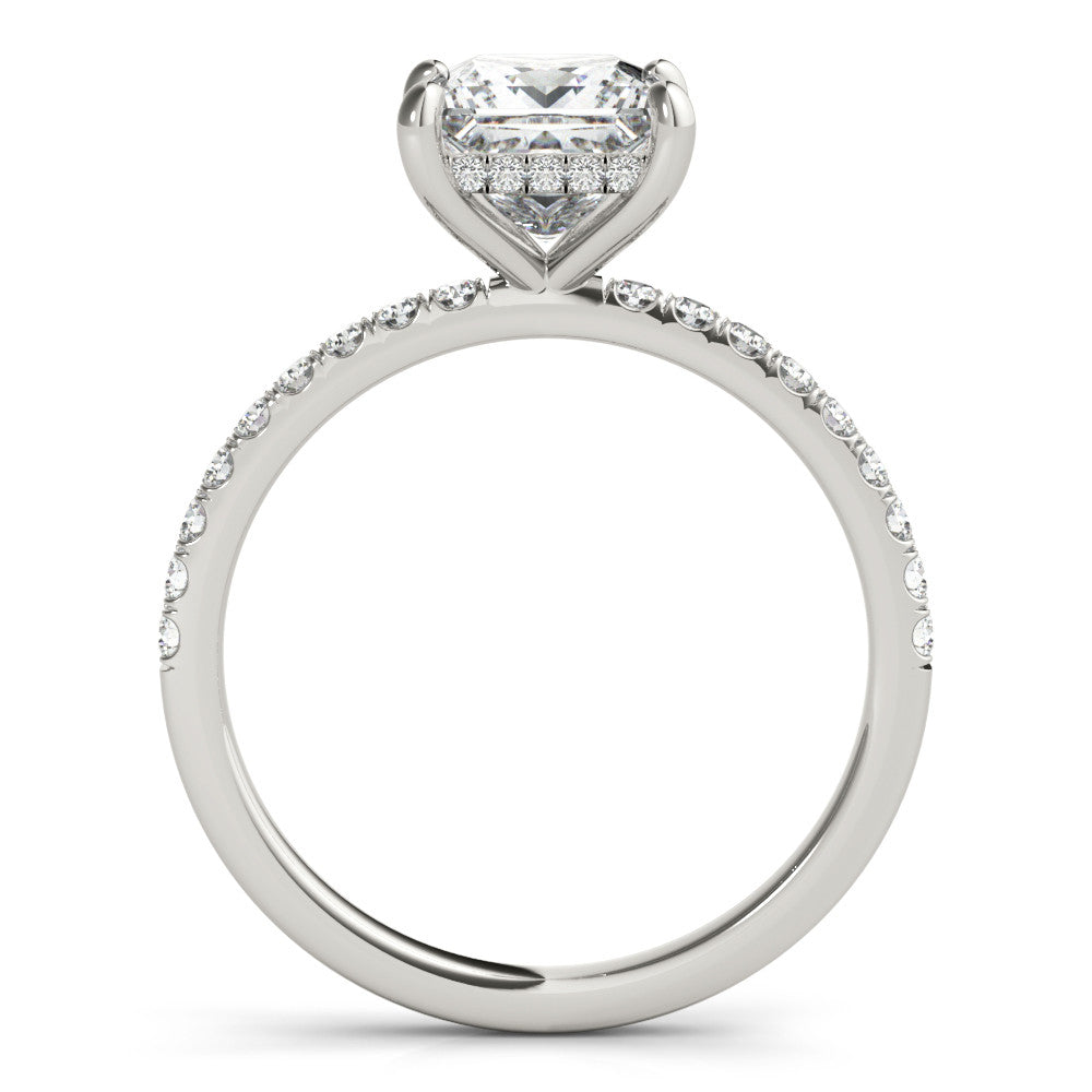 Princess Hidden Halo Solitaire with Pave Band