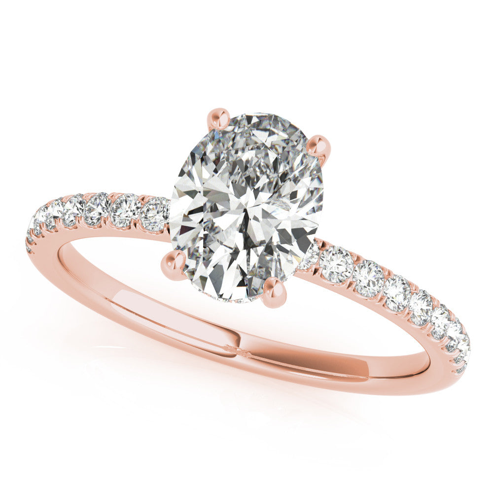 Oval Hidden Halo Solitaire with Pave Band