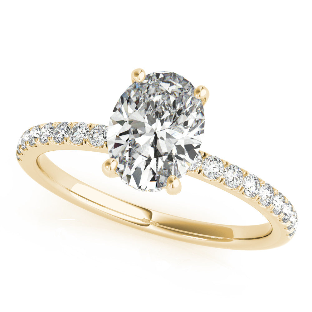 Oval Hidden Halo Solitaire with Pave Band