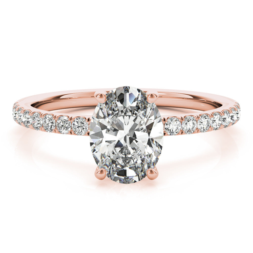 Oval Hidden Halo Solitaire with Pave Band