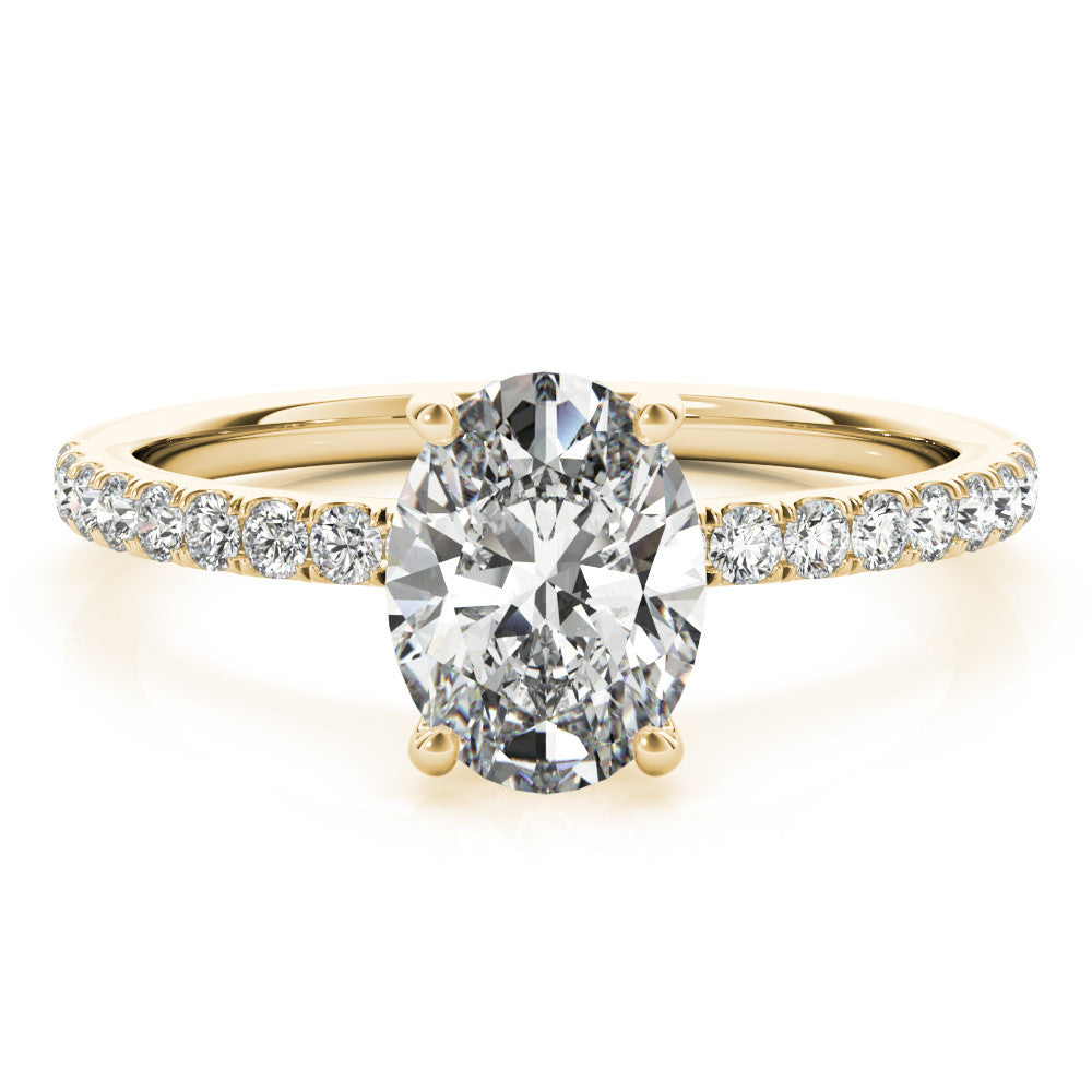 Oval Hidden Halo Solitaire with Pave Band