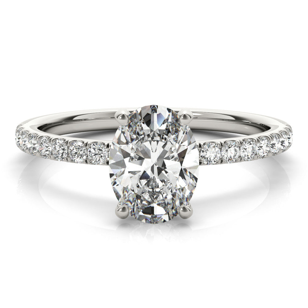 Oval Hidden Halo Solitaire with Pave Band
