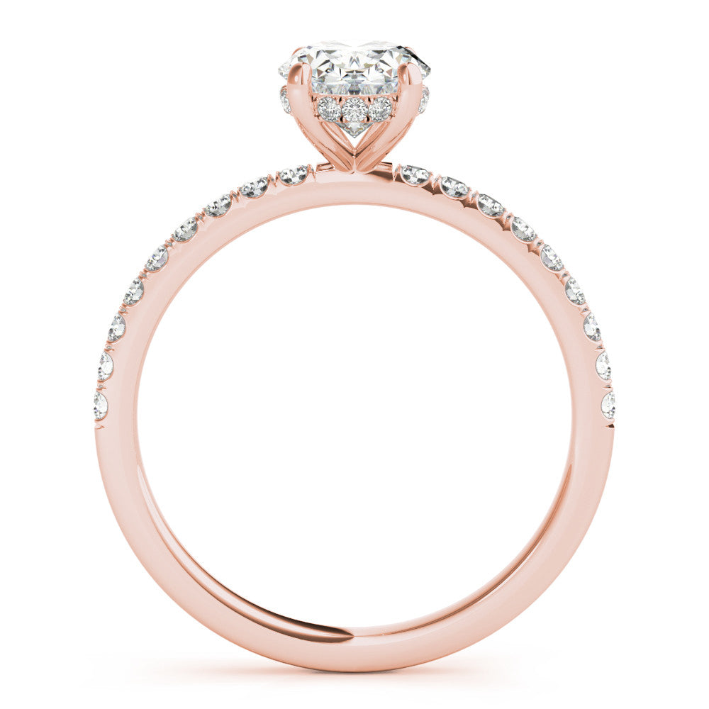 Oval Hidden Halo Solitaire with Pave Band