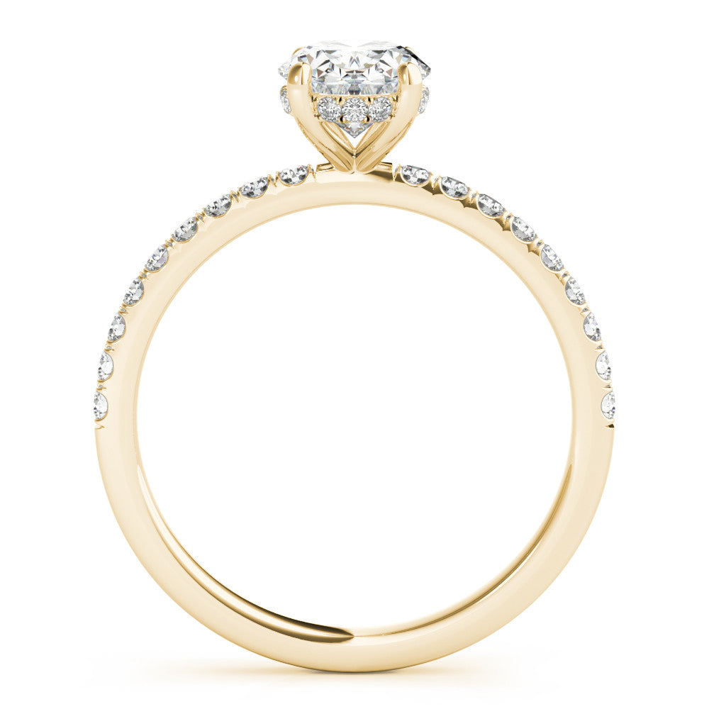 Oval Hidden Halo Solitaire with Pave Band