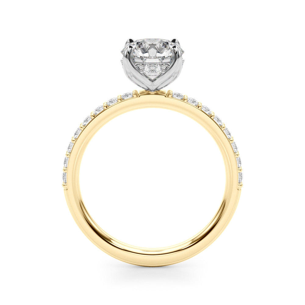 Round Petal Hidden Halo Solitaire with Pave Band.