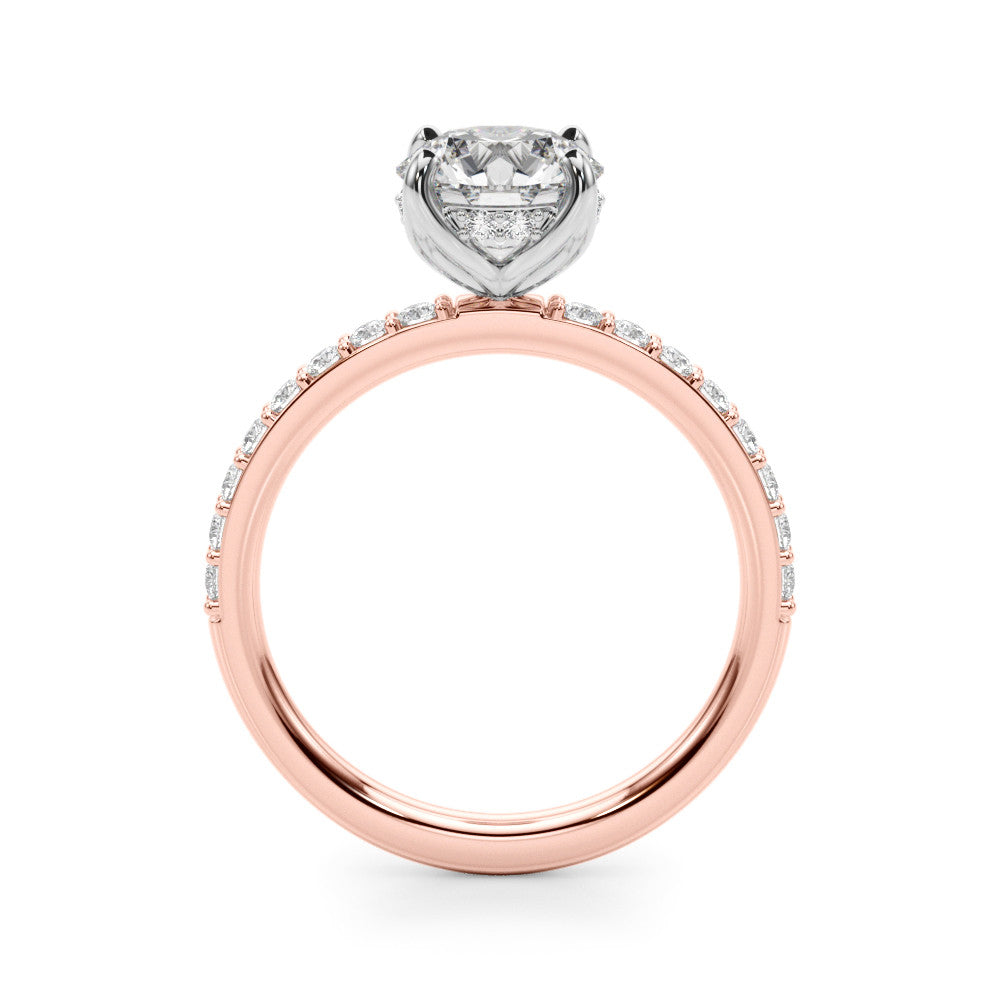 Round Petal Hidden Halo Solitaire with Pave Band.