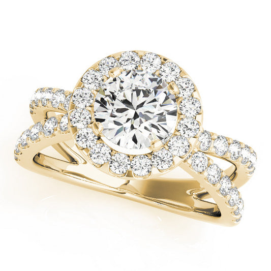 Round Halo with Pave Split Band