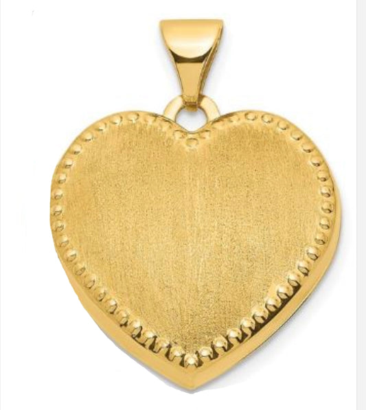 Gold Matte Heart with Bead Border