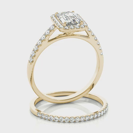 Emerald Halo with Pave Band