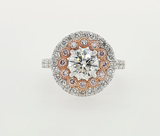 Pink Halo Diamond Ring