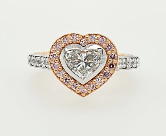 Heart Halo Pink Diamond Ring